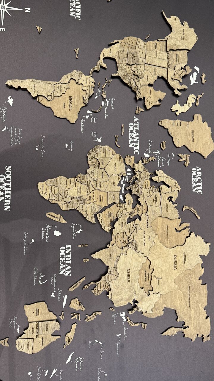 Al Andalus, Household Items, SAR 750,  Enjoy The Wood 3D Wooden World Map &ndash; Black | Premium Wall Art | Brand New