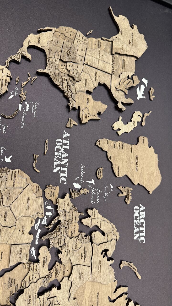 Al Andalus, Household Items, SAR 750,  Enjoy The Wood 3D Wooden World Map &ndash; Black | Premium Wall Art | Brand New
