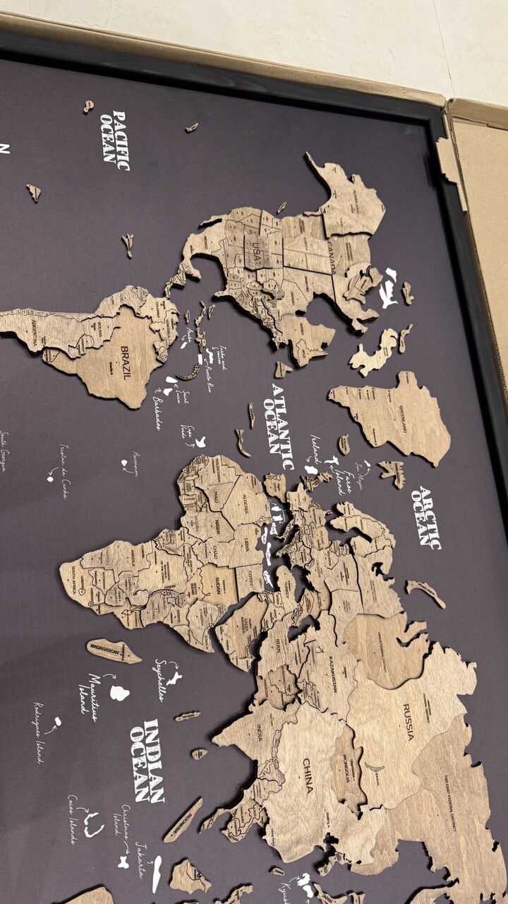 Al Andalus, Household Items, SAR 750,  Enjoy The Wood 3D Wooden World Map &ndash; Black | Premium Wall Art | Brand New