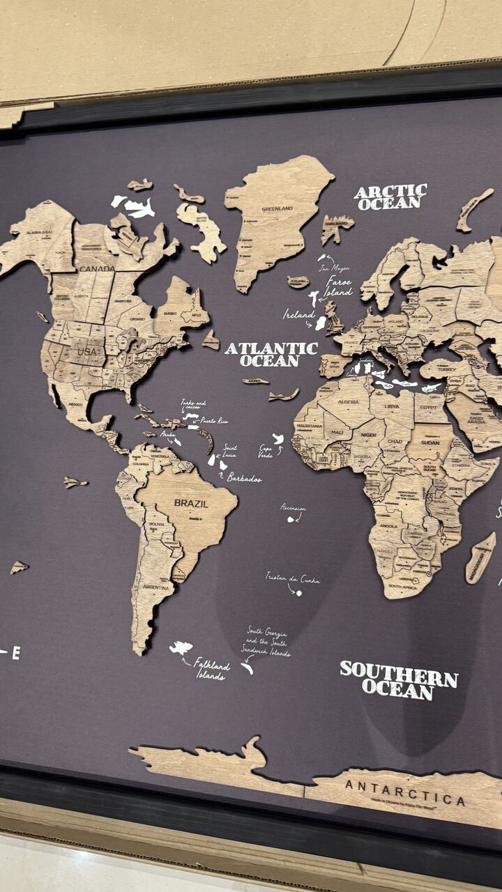 Al Andalus, Household Items, SAR 750,  Enjoy The Wood 3D Wooden World Map &ndash; Black | Premium Wall Art | Brand New