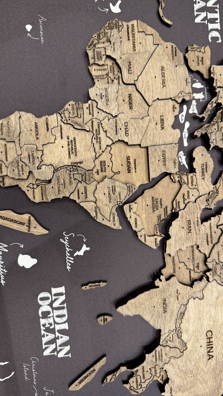 Al Andalus, Household Items, SAR 750,  Enjoy The Wood 3D Wooden World Map &ndash; Black | Premium Wall Art | Brand New