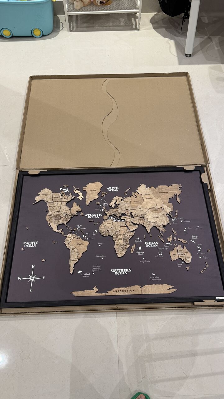 Al Andalus, Household Items, SAR 750,  Enjoy The Wood 3D Wooden World Map &ndash; Black | Premium Wall Art | Brand New