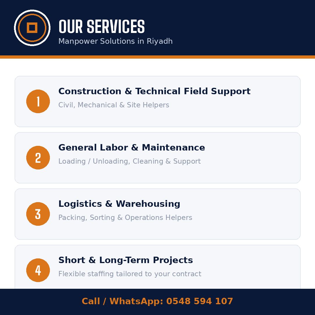 Riyadh, Labor/Moving, Professional Manpower Supply - Construction, Labor & Logistics - Riyadh