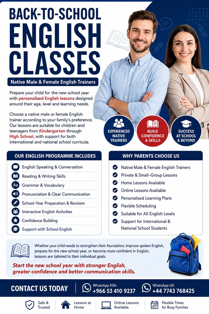 Riyadh, Lessons Wanted, Native English Trainers | Back-to-School English For Children & Teens