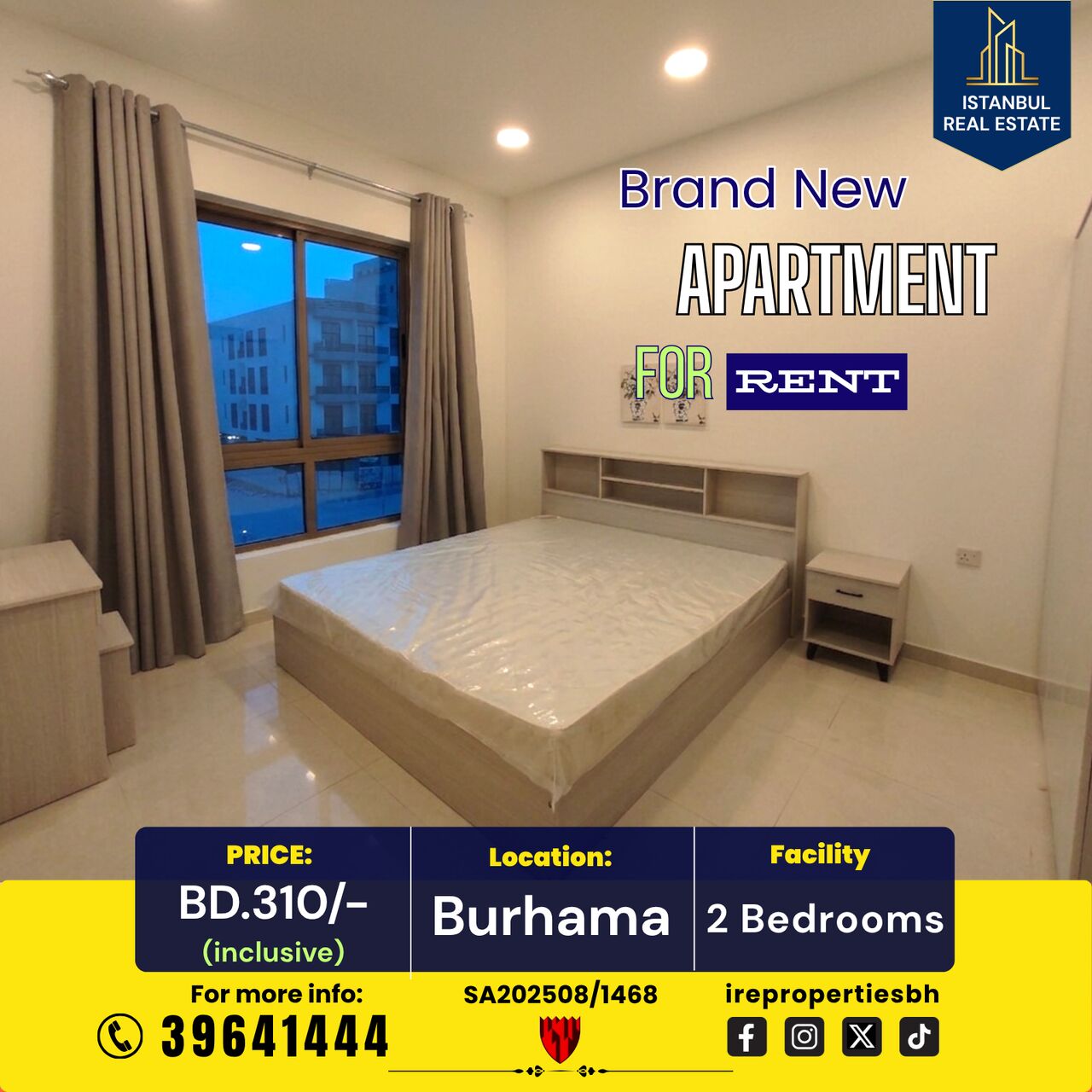 Burhama, Apartments, Flats, Houses & Villas, BHD 310/month,  Furnished,  110 Sq. Meter,  Brand New Apartment For Rent &ndash; Burhama Near Dana Mall
