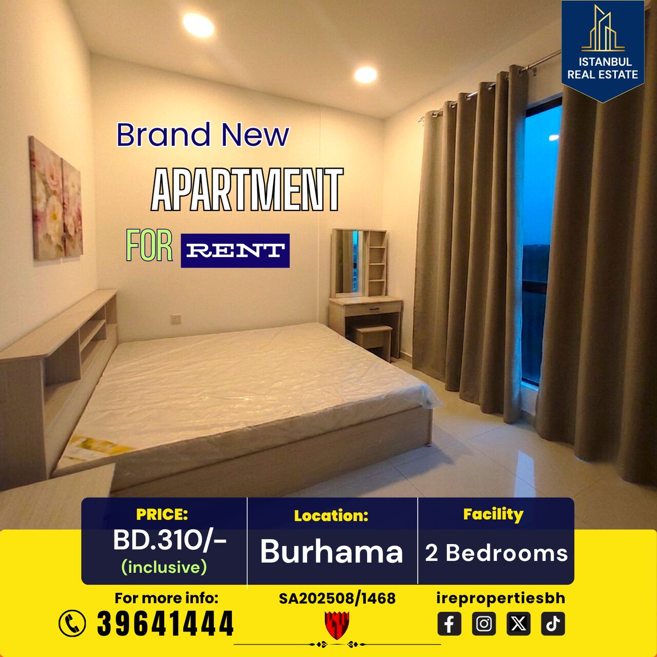 Burhama, Apartments, Flats, Houses & Villas, BHD 310/month,  Furnished,  110 Sq. Meter,  Brand New Apartment For Rent &ndash; Burhama Near Dana Mall