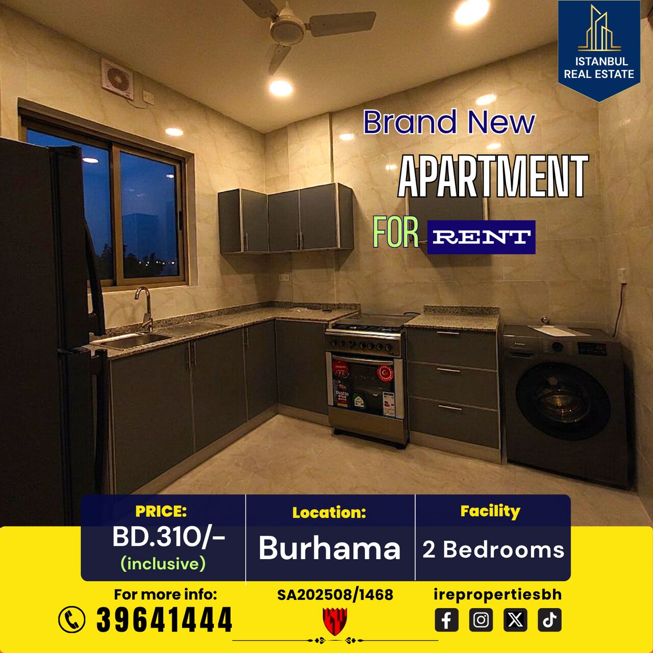 Burhama, Apartments, Flats, Houses & Villas, BHD 310/month,  Furnished,  110 Sq. Meter,  Brand New Apartment For Rent &ndash; Burhama Near Dana Mall