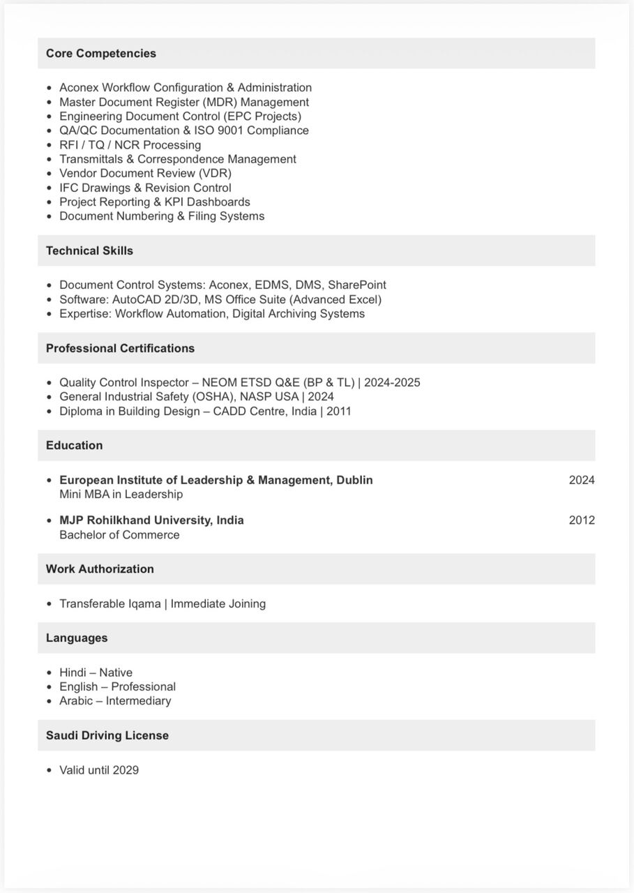 Madinah, Job Seekers, Document Controller