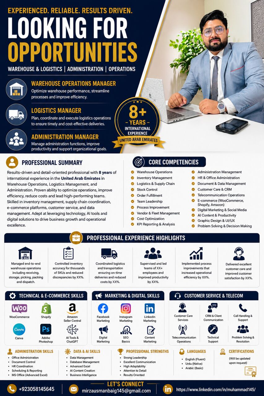 Jeddah, Job Seekers, Logistic , Administration & Operation Manager