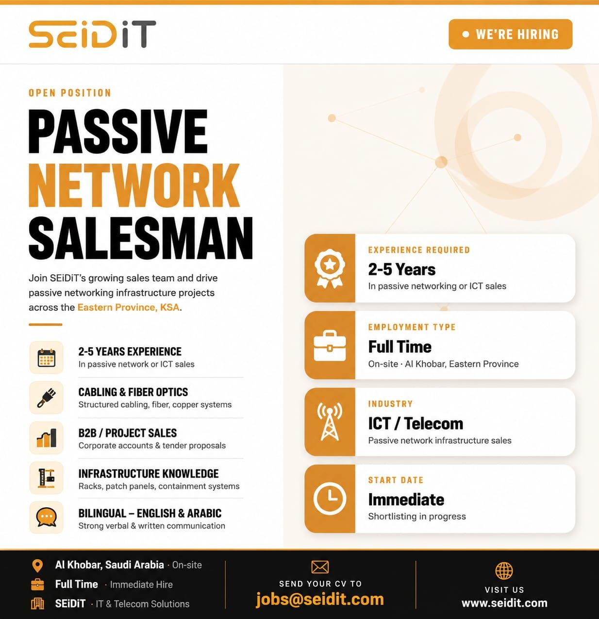 Khobar, Jobs, Passive Network Salesman - IT& Telecom Solutions