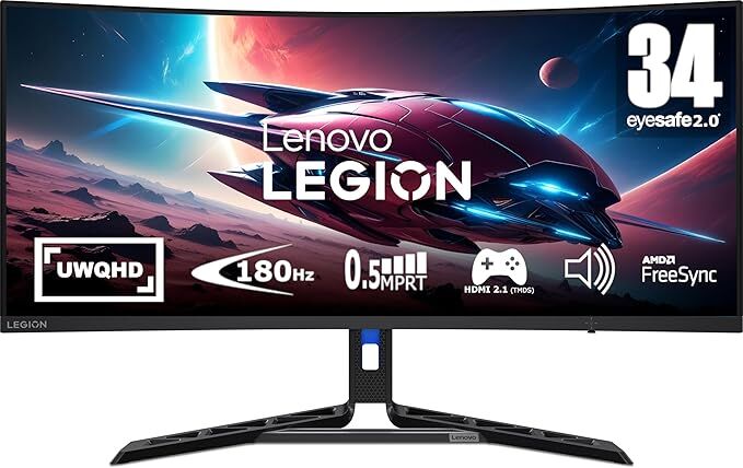 Al Malaz, Electronics, SAR 1100,  Lenovo Legion R34w-30 UWQHD 3440x1440 Gaming Monitor With Eyesafe (VA Panel, 180Hz, 0.5 MP