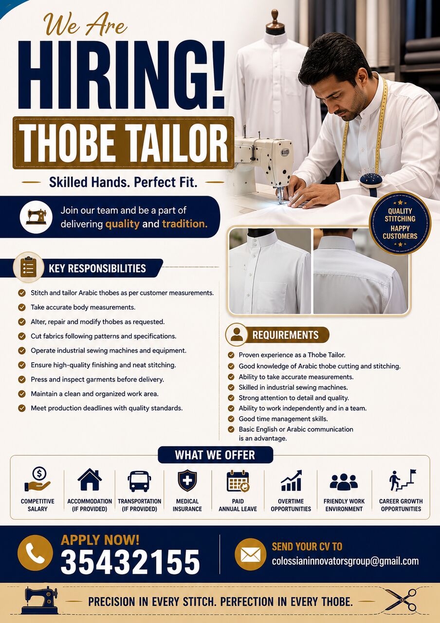 Manama, Jobs, Thobe Tailor