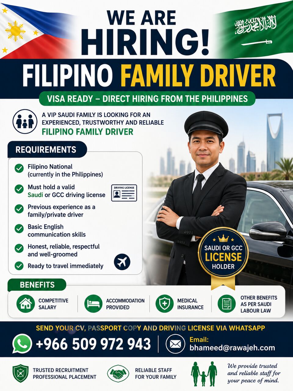 Riyadh, Jobs, WE ARE HIRING &ndash; FILIPINO FAMILY DRIVER