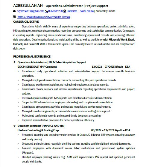 Jeddah, Job Seekers, Looking For Suitable Position Experienced Operations Administrator | Project Coordinator |