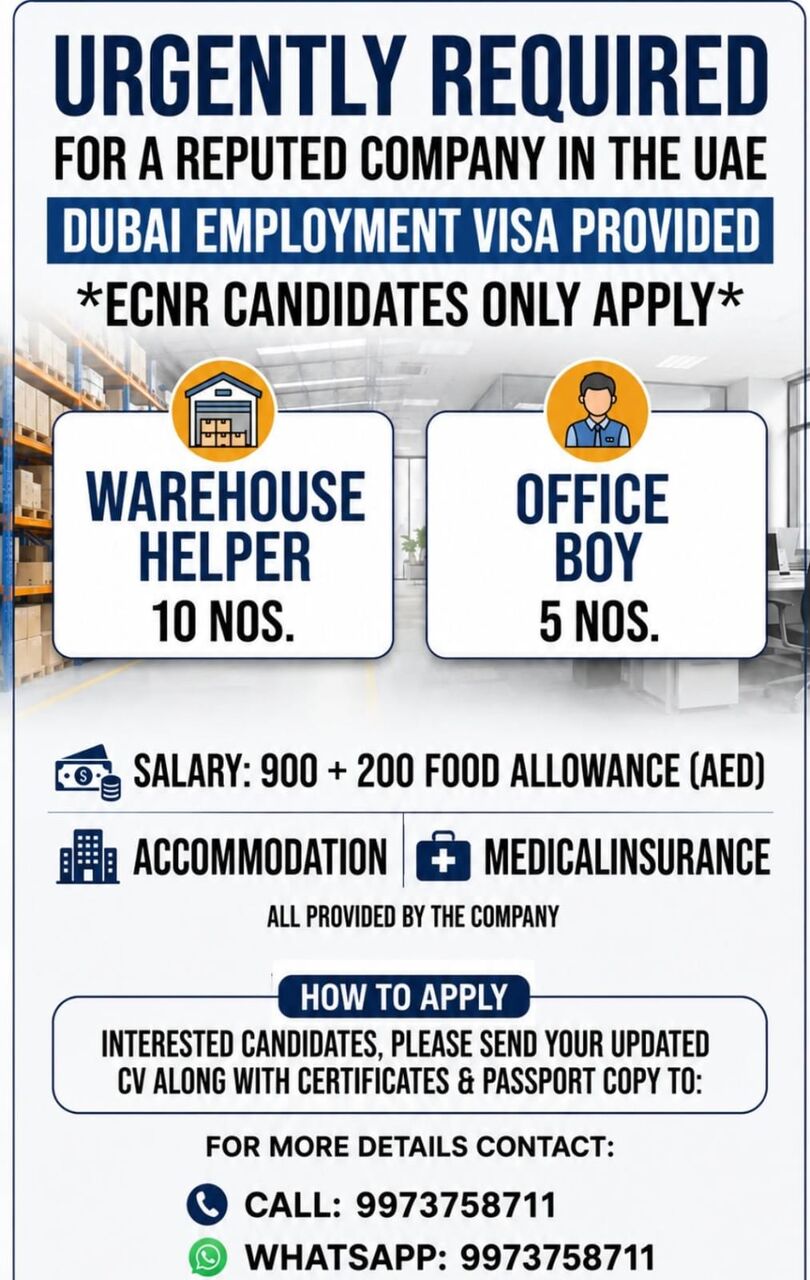 Mumbai, Jobs, Office Boy & Wearhouse Helper Required