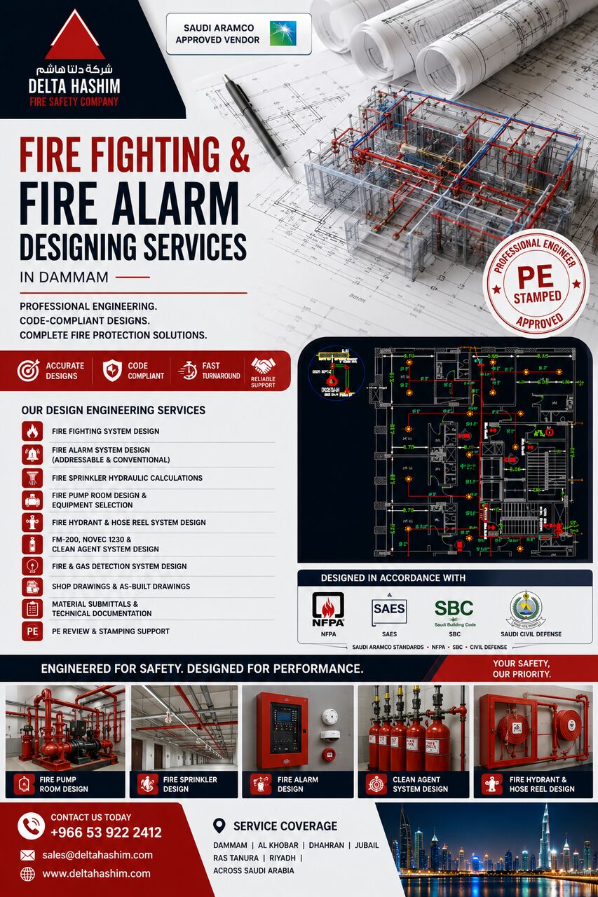 Dammam, Technical, Fire Fighting & Fire Alarm Designing Services In Dammam