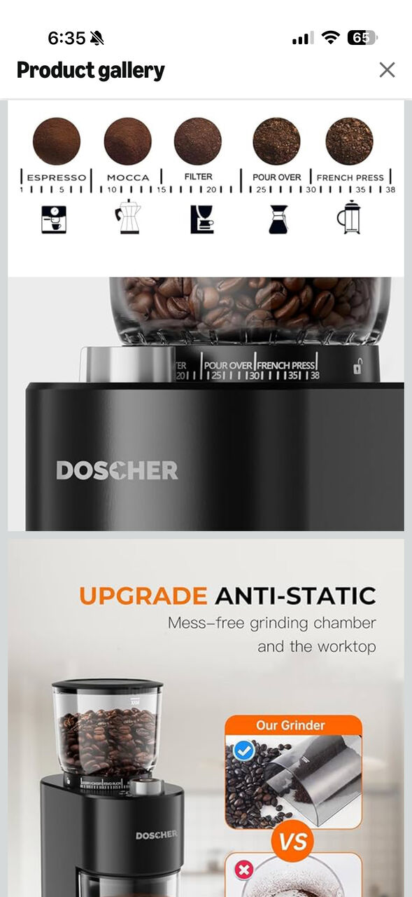 Al Rehab, Appliances, SAR 170,  DOSCHER V60 Conical Burr Coffee Grinder