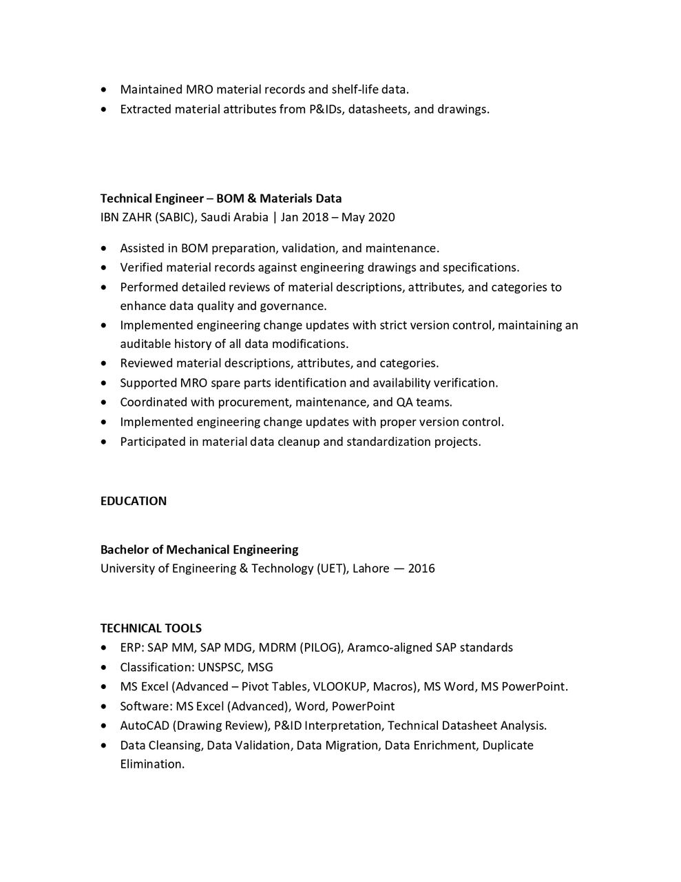 Al Jubail Al Balad, Job Seekers, Master Data Governance, SAP MDG, MDM, Cataloguing, MDRM, MRO Specialist, BOM Engineer