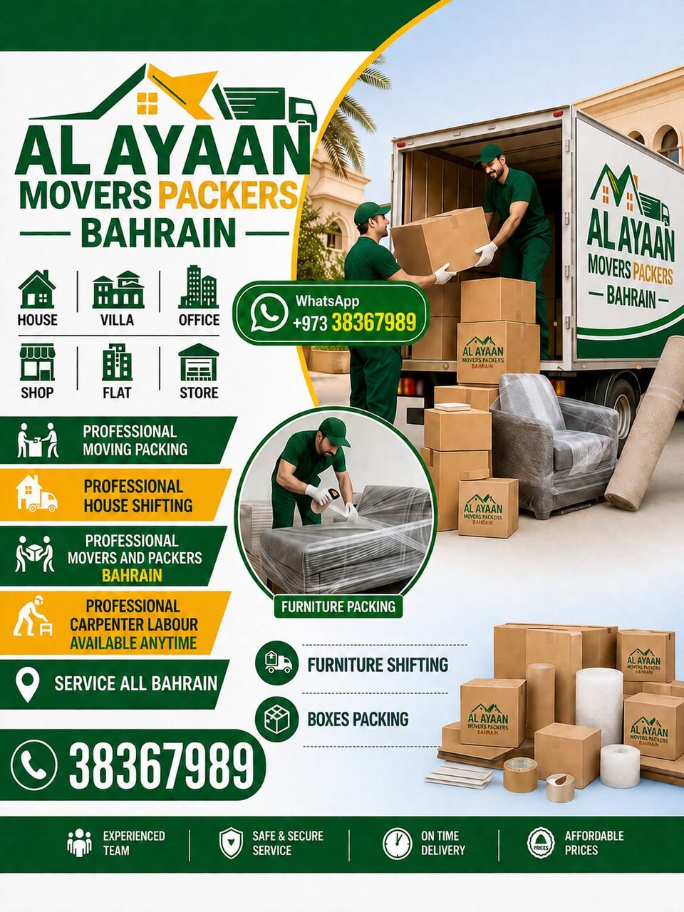 Janabiya, Labor/Moving, Al Ayaan Mover Packers Bahrain Villa Apartment Flat Store Etc