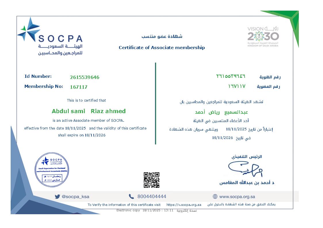 Riyadh, Job Seekers, Accountant | ACCA Affiliate | SOCPA |Finance Officer | 3+ Years | Transferable Iqama