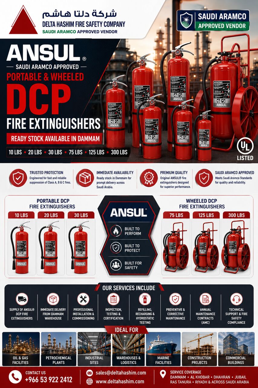 Dammam, Construction, Ansul, Aramco Approved, Portable & Wheeled Fire Extinguishers, Stock Available In Dammam