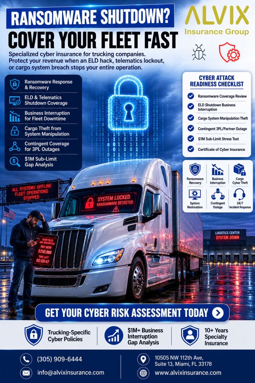 Miami, Financial, Cyber Insurance For Trucking Companies Ransomware Coverage