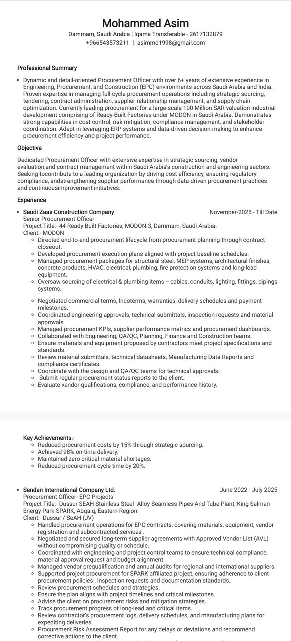 Dammam, Job Seekers, Procurement Officer
