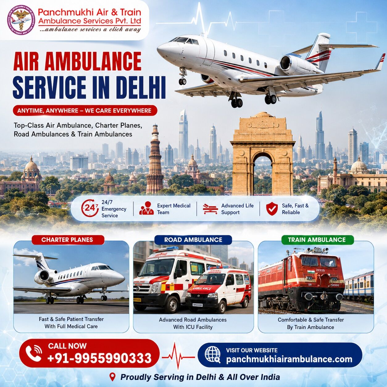 New Delhi, Health, Get Easy Patient Transfer By Panchmukhi Air Ambulance Service In Delhi