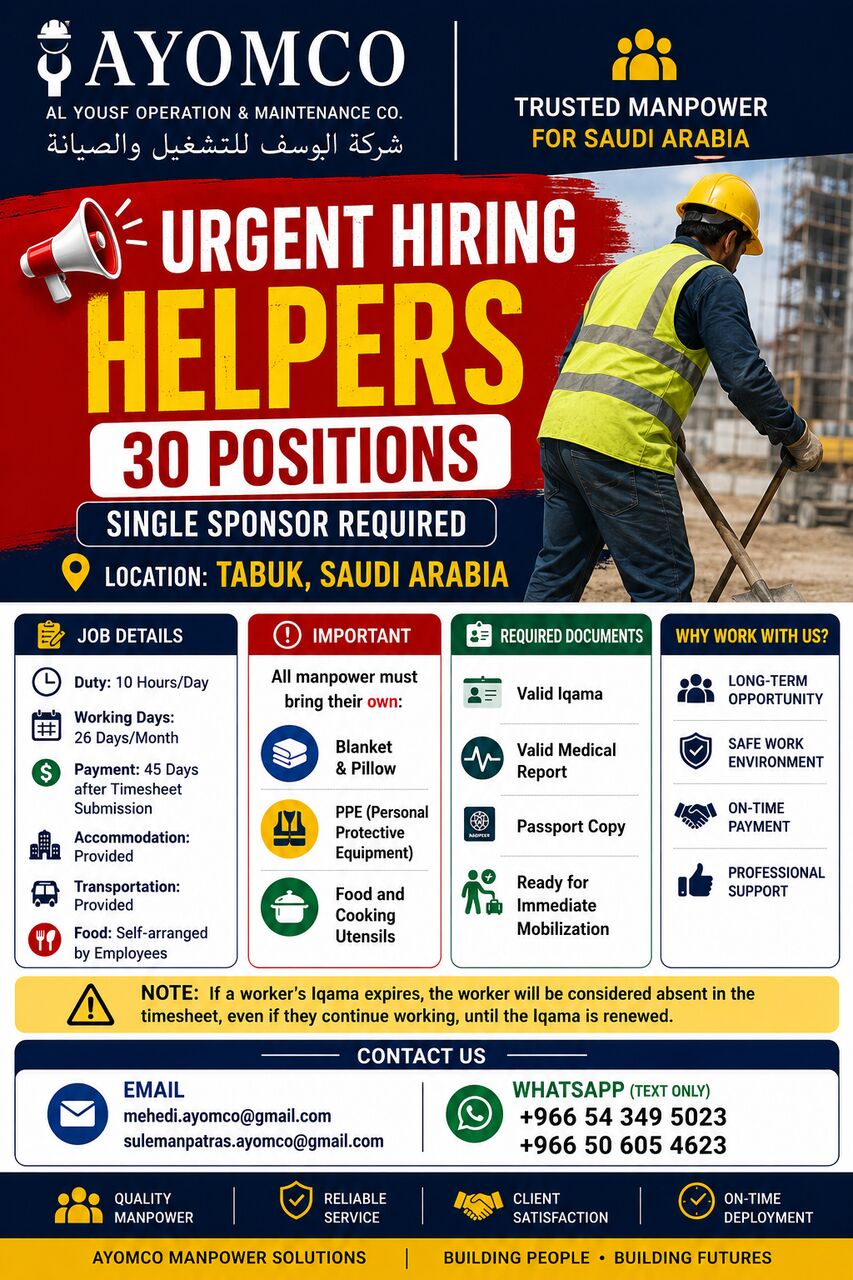 Riyadh, Jobs, Helpers
