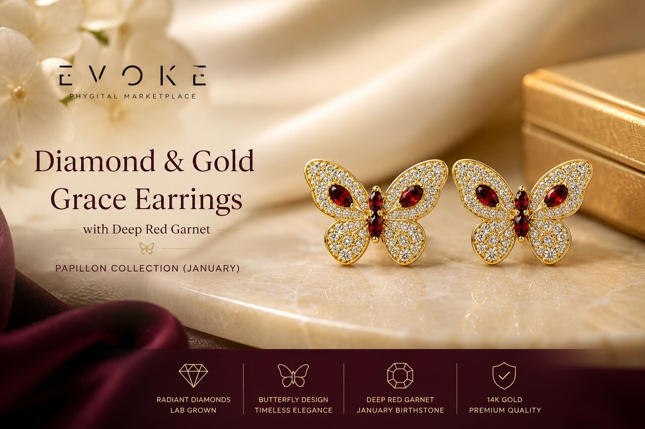 Los Angeles, Jewelry, USD 2995,  Diamond & Gold Grace Earrings With Deep Red Garnet | Luxury Butterfly Earrings