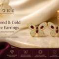 USD 2995,  Diamond & Gold Grace Earrings With Deep Red Garnet | Luxury Butterfly Earrings