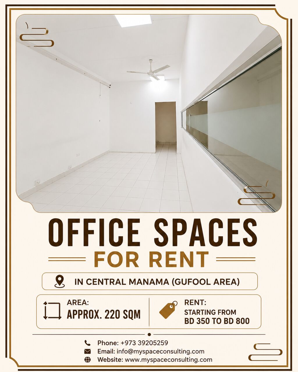 Manama, Offices, BHD 350,  220 Sq. Meter,  Office Spaces For Rent In Central Manama (Gufool Area) | Prime Business Location