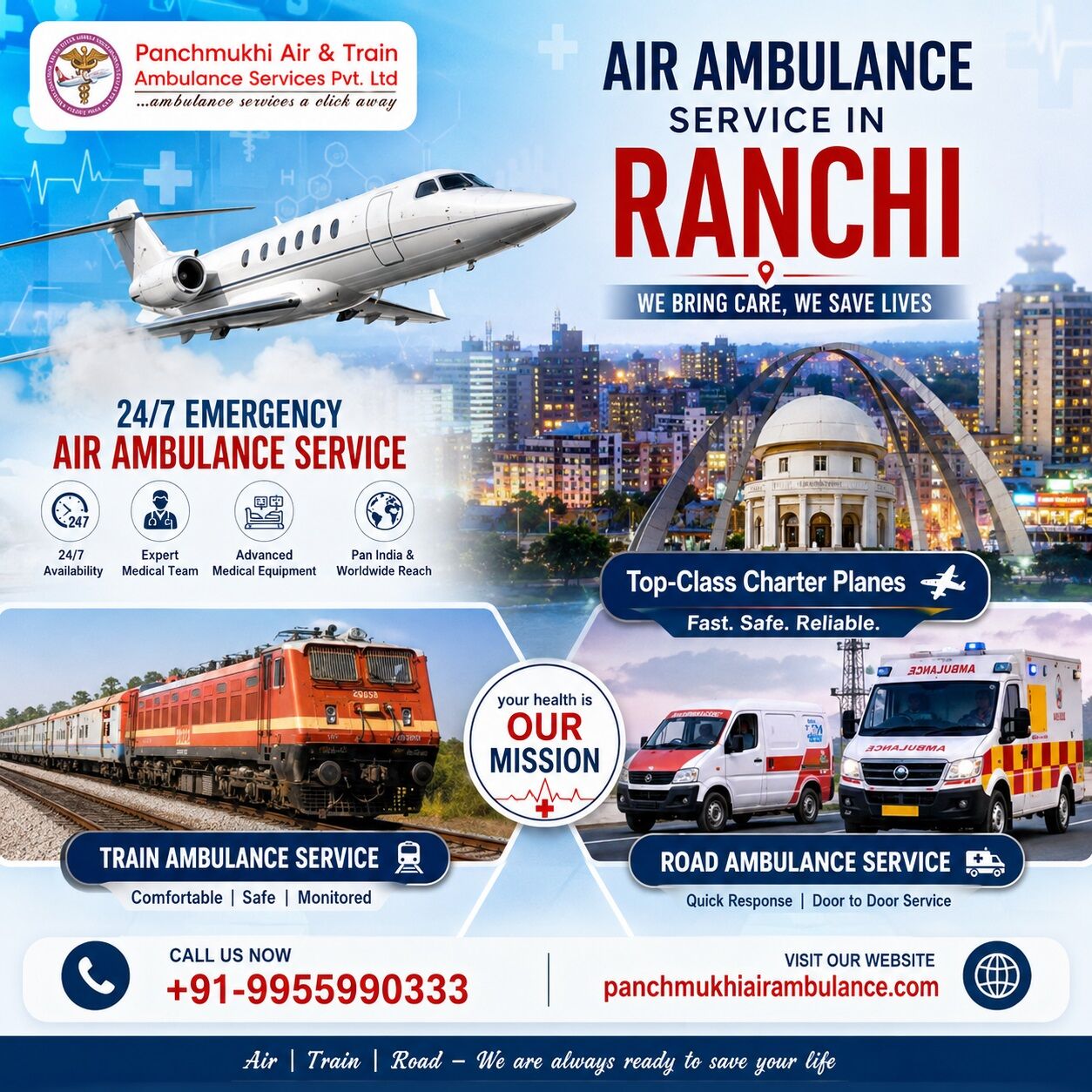 Ranchi, Health, Get Hassle-Free Patient Transfer Service By Panchmukhi Air Ambulance Service In Ranchi