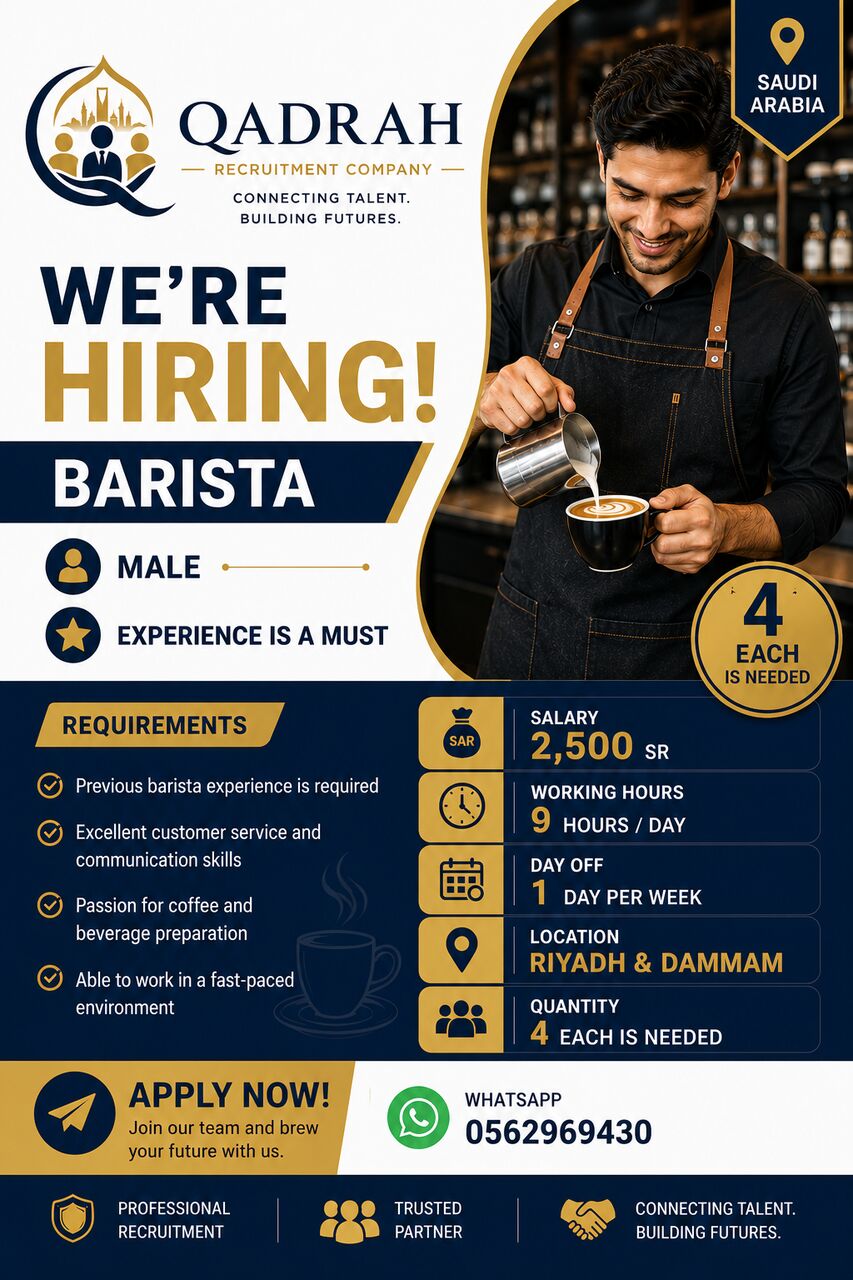 Riyadh, Jobs, Barista