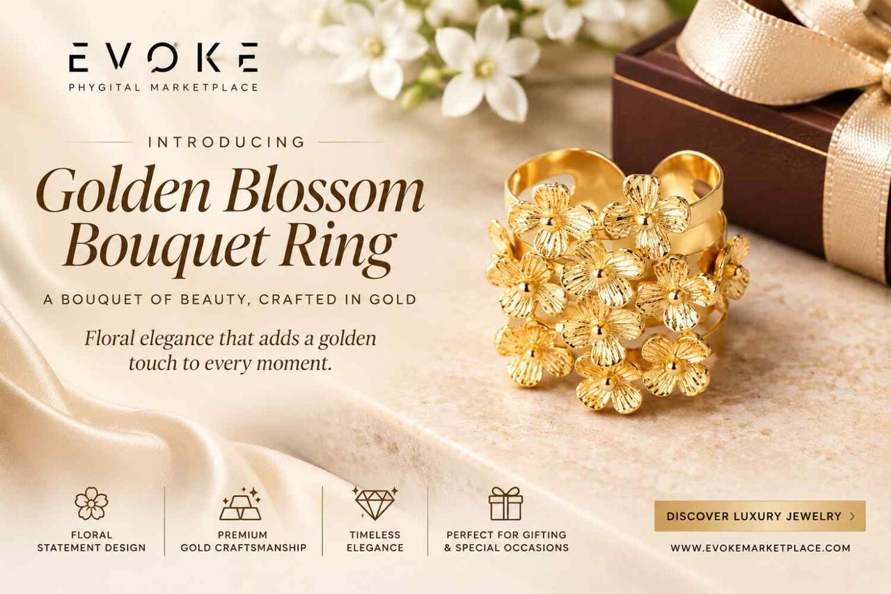 New York, Jewelry, USD 60,  Golden Blossom Bouquet Ring | Luxury Floral Diamond & Gold Ring