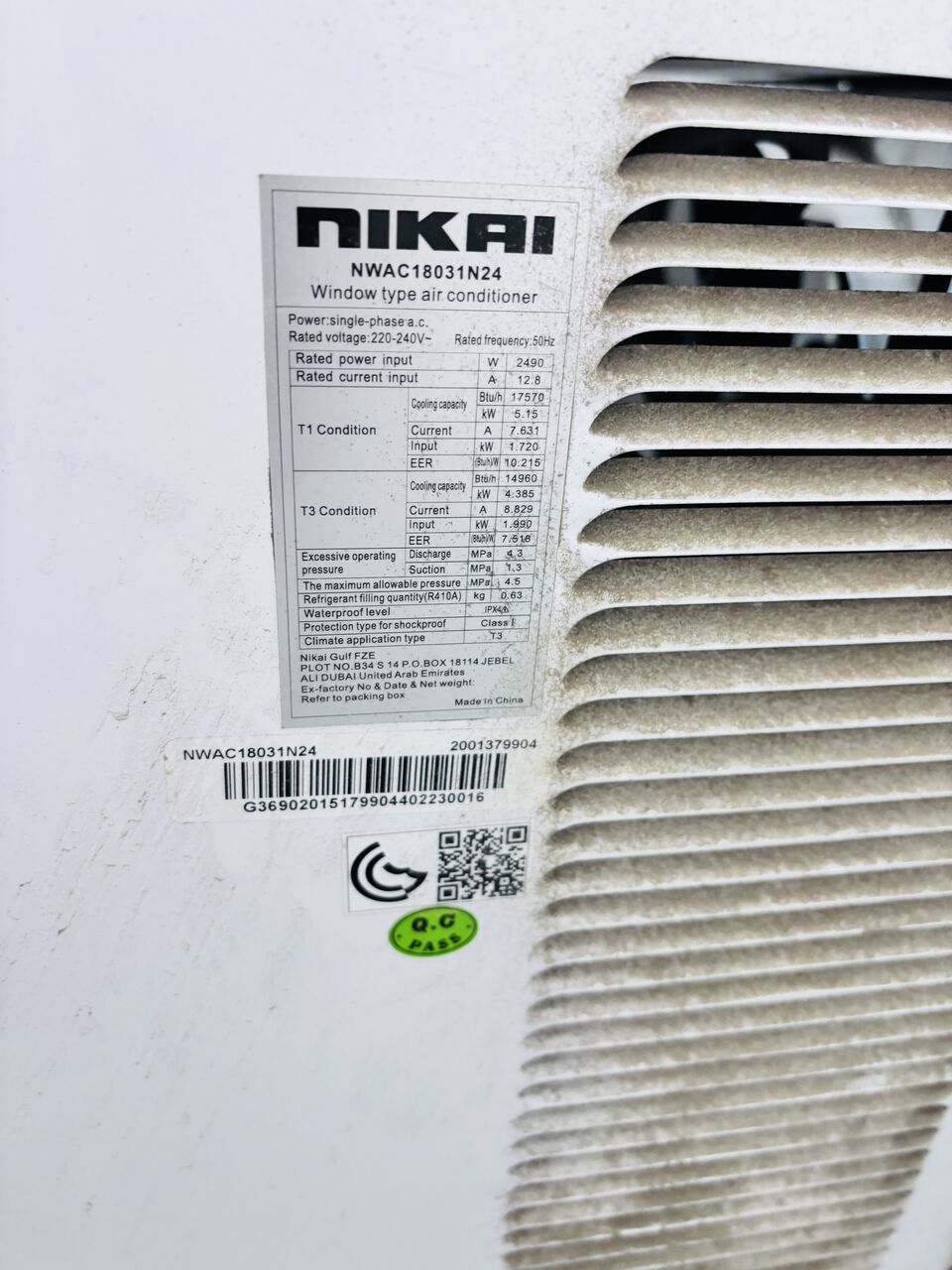 Manama, Air Conditioners, BHD 80,  #1 WINDOW AC 1.5TON NIKAI BRAND EXCELLENT CONDITION
