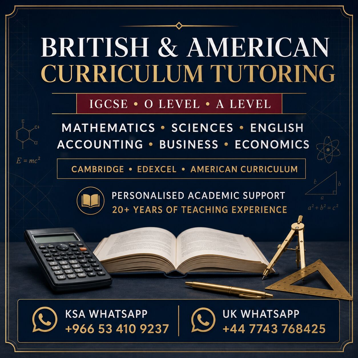 Riyadh, Lessons Offered, British & American Curriculum Tutoring | IGCSE, O Level, A Level & All Major Subjects