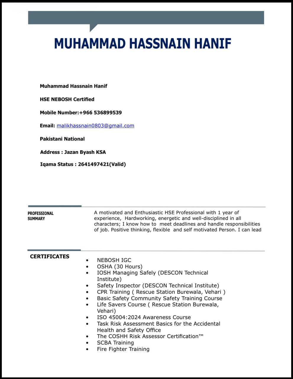Riyadh, Job Seekers, Seafty Officer