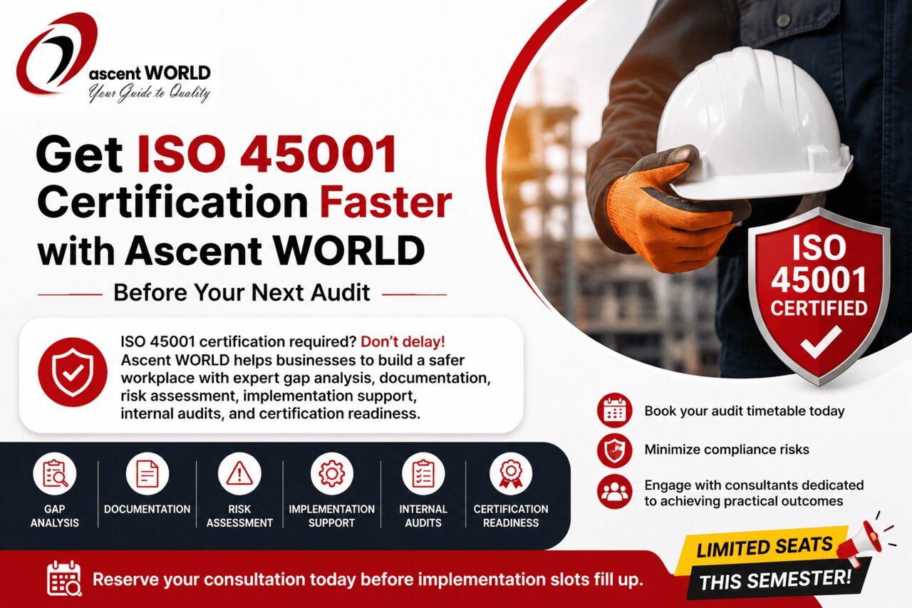 Mumbai, Business, Get ISO 45001 Certification Faster With Ascent WORLD Before Your Next Audit