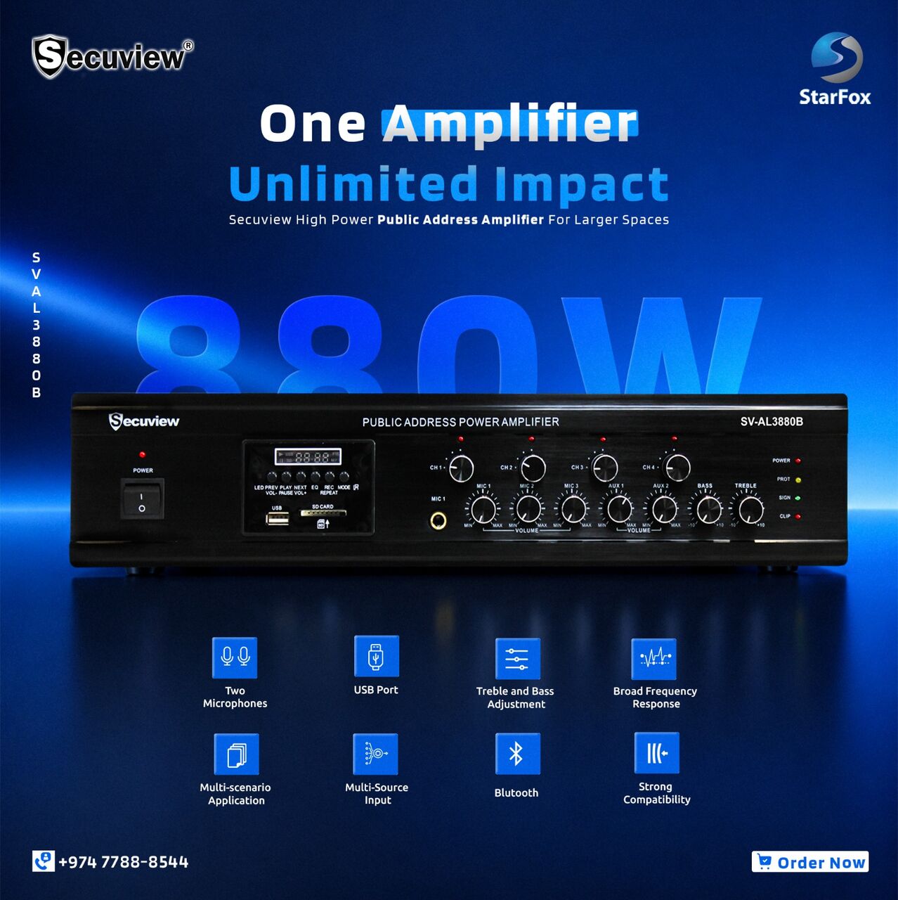 Doha, Electronics, QAR 2150,  Secuview 880W High Power Public Address Amplifier For Larger Spaces