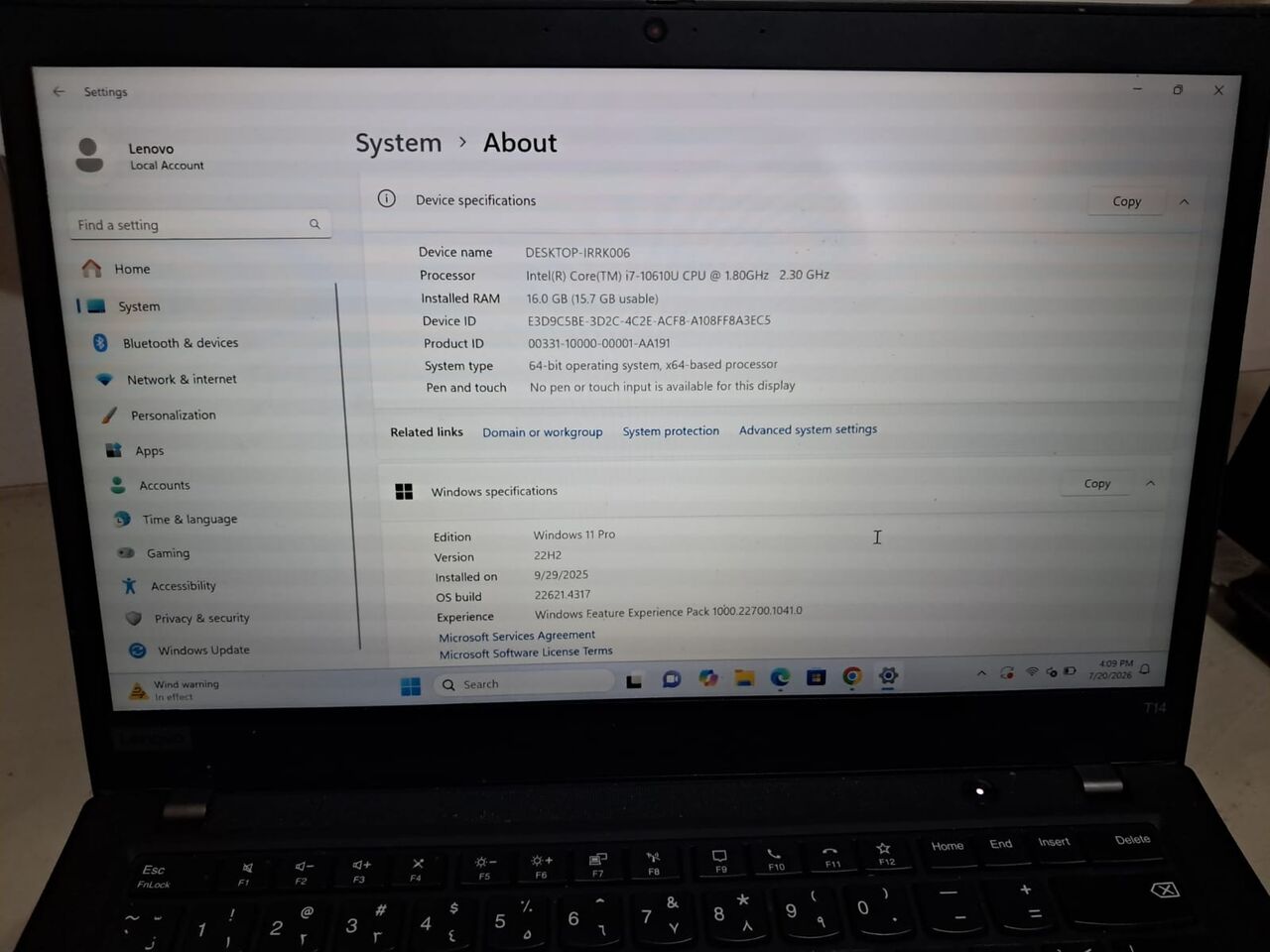 Jeddah, Computers, SAR 2300,  Lenovo ThinkPad T14 Professional Laptop Including 24" Screen And Full Package