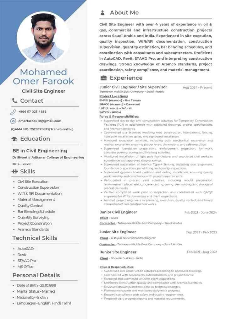 Khobar, Job Seekers, Civil Site Engineer/Site Supervisor