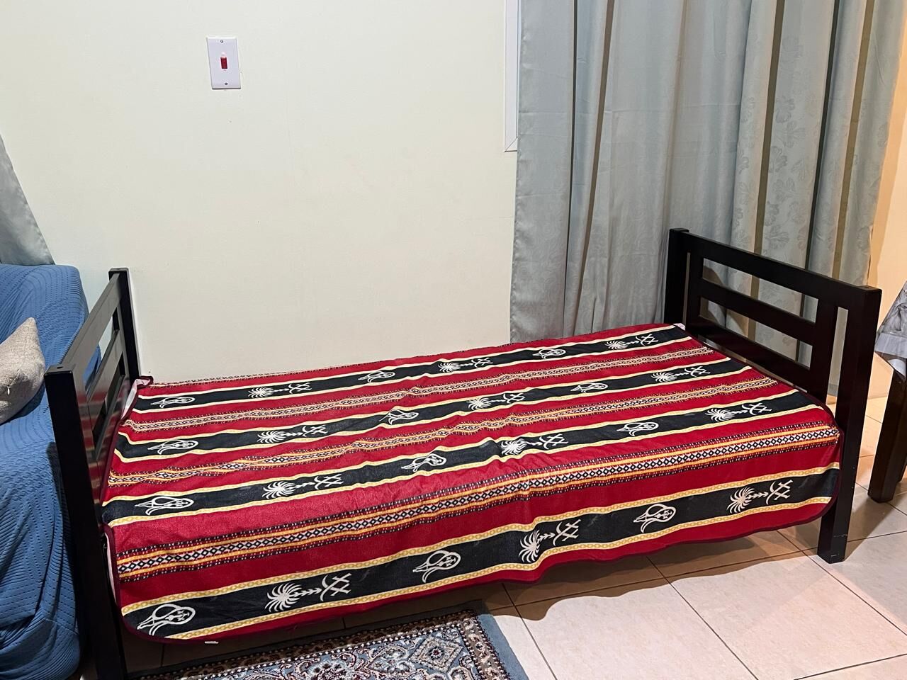 Khobar, Furniture, SAR 230,  Single Wooden Bed With Mattress &ndash; Excellent Condition