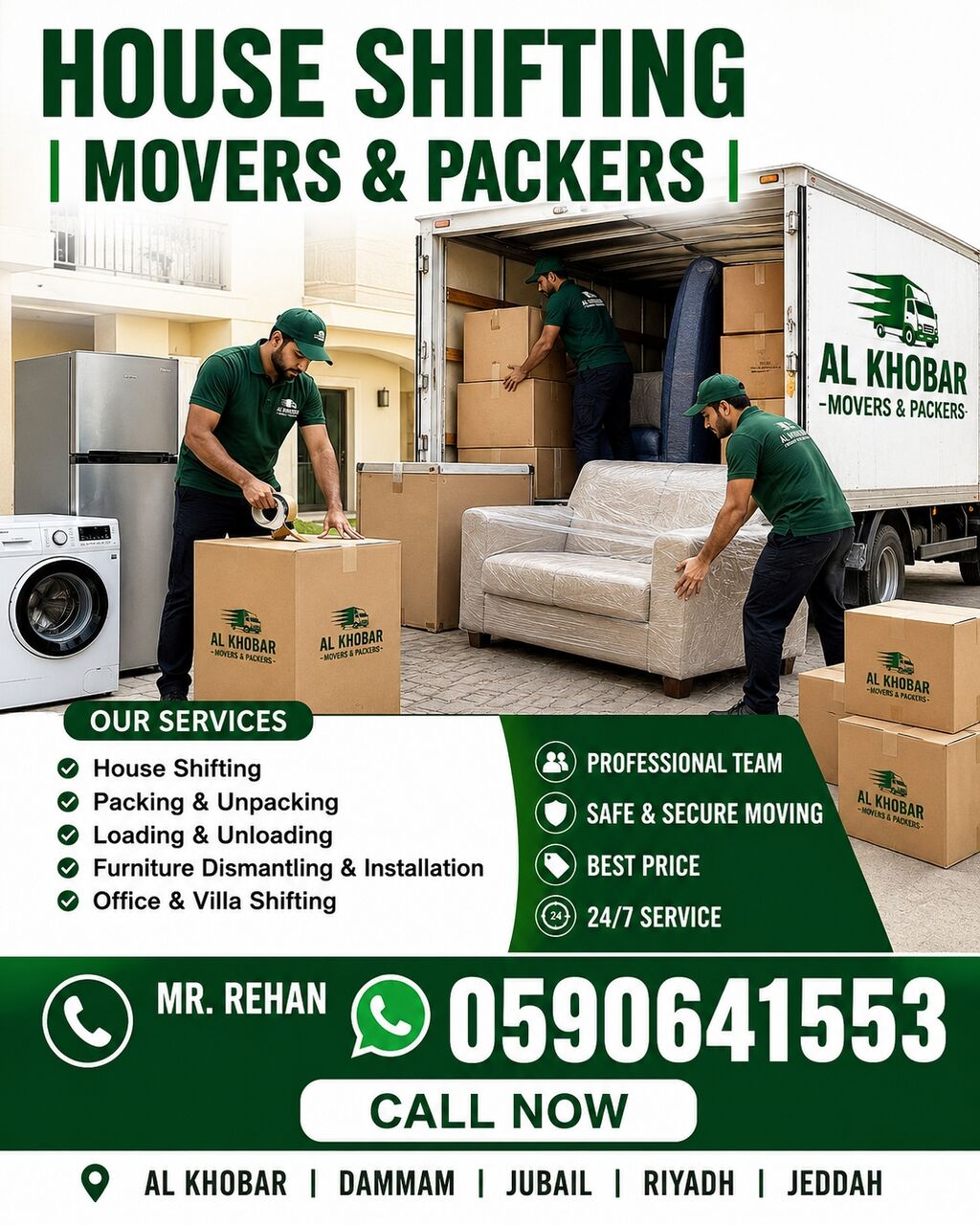 Khobar, Labor/Moving, HOUSE SHIFTING  MOVERS & PACKERS COMPANY  ✅ Low Price  MR. REHAN📞 0590641553