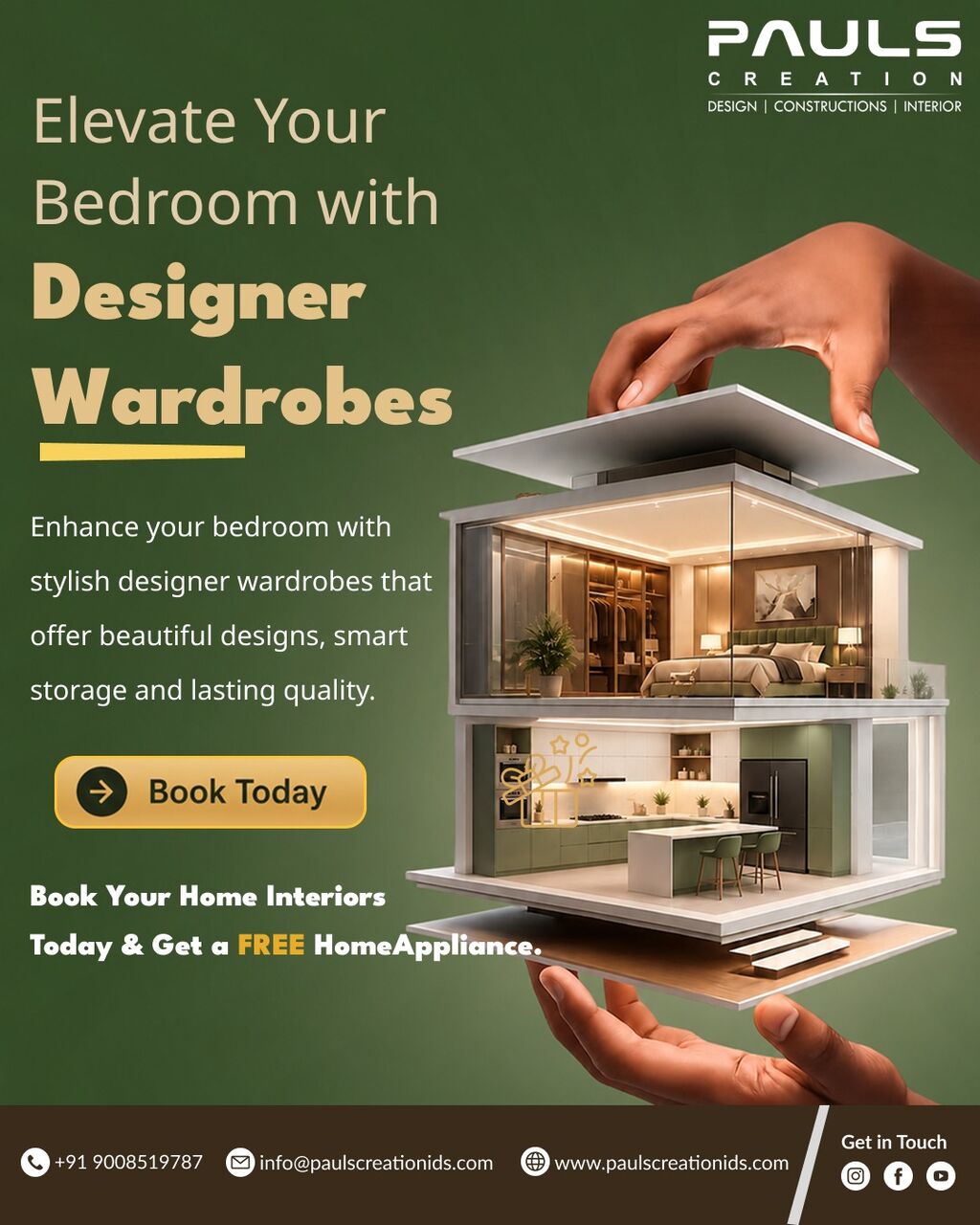 Bangalore, Interior Design, Elevate Your Bedroom With Designer Wardrobes - Pauls Creation