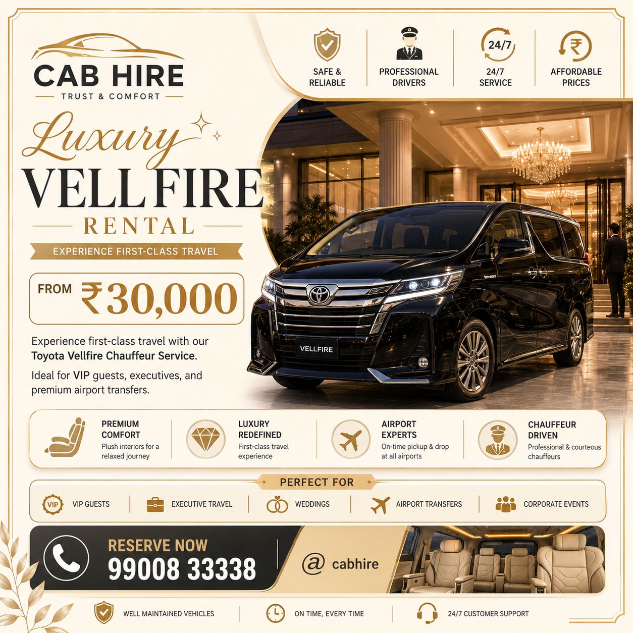 Bangalore, Automotive, 🚘 TOYOTA VELLFIRE – LUXURY CAR RENTAL IN BANGALORE