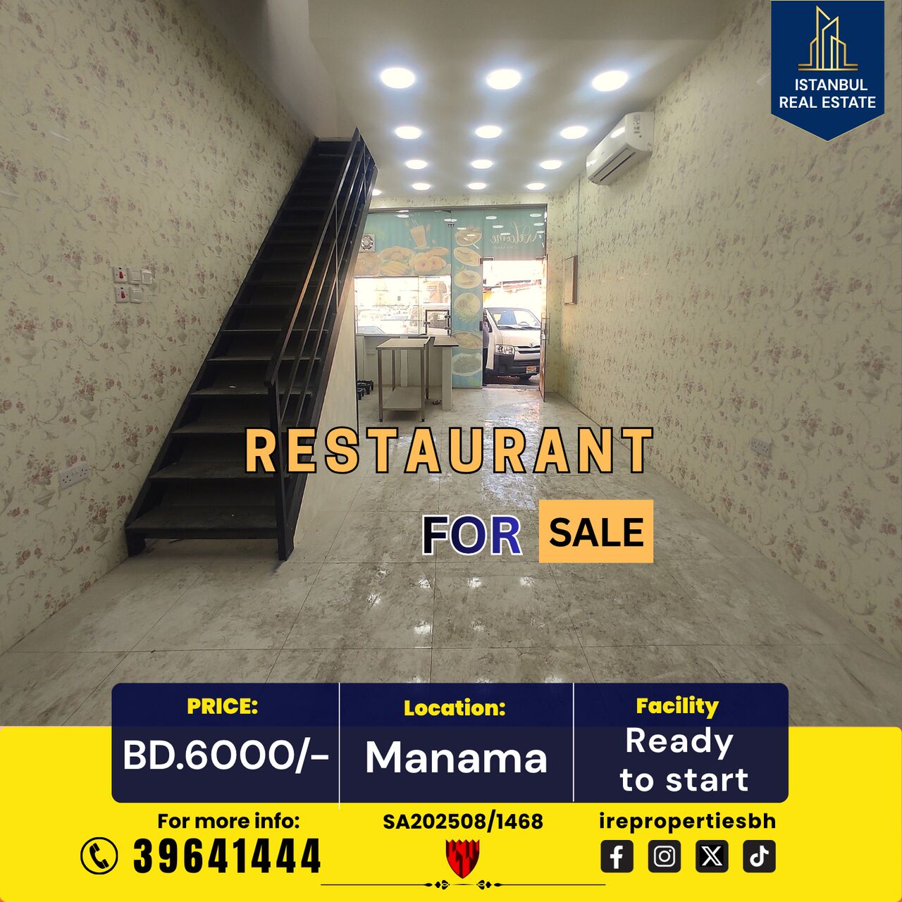 Manama, Shops, BHD 6000,  75 Sq. Meter,  Brand New Restaurant For Sale In Manama &ndash; BD 6000/-