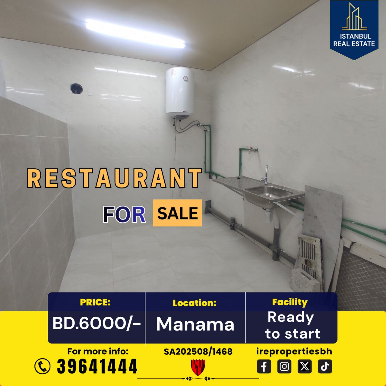 Manama, Shops, BHD 6000,  75 Sq. Meter,  Brand New Restaurant For Sale In Manama &ndash; BD 6000/-