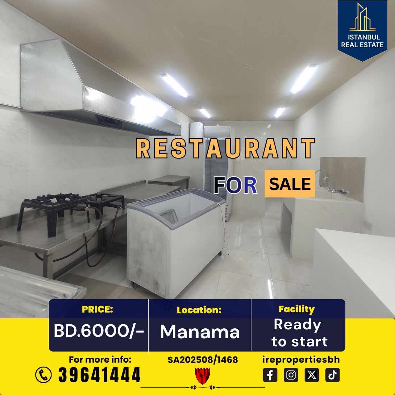 Manama, Shops, BHD 6000,  75 Sq. Meter,  Brand New Restaurant For Sale In Manama &ndash; BD 6000/-