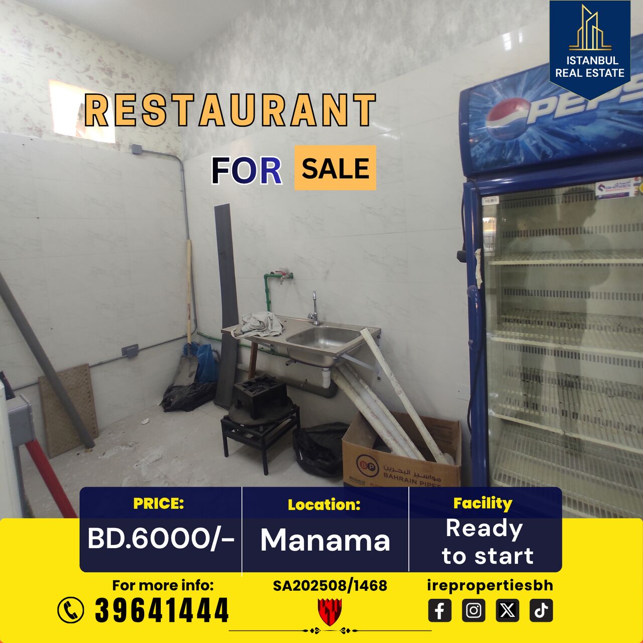 Manama, Shops, BHD 6000,  75 Sq. Meter,  Brand New Restaurant For Sale In Manama &ndash; BD 6000/-